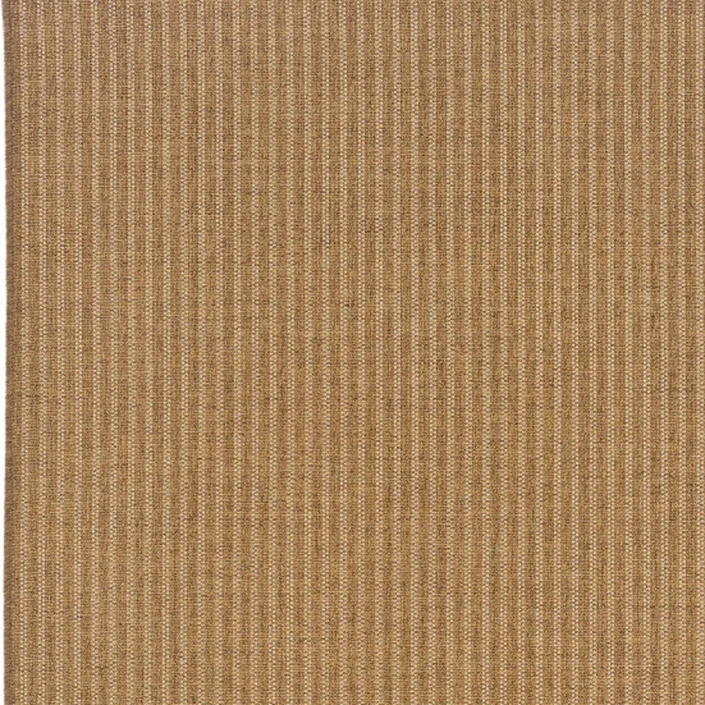 8' X 11' Tan Striped Stain Resistant Indoor Outdoor Area Rug Homeroots Outdoor