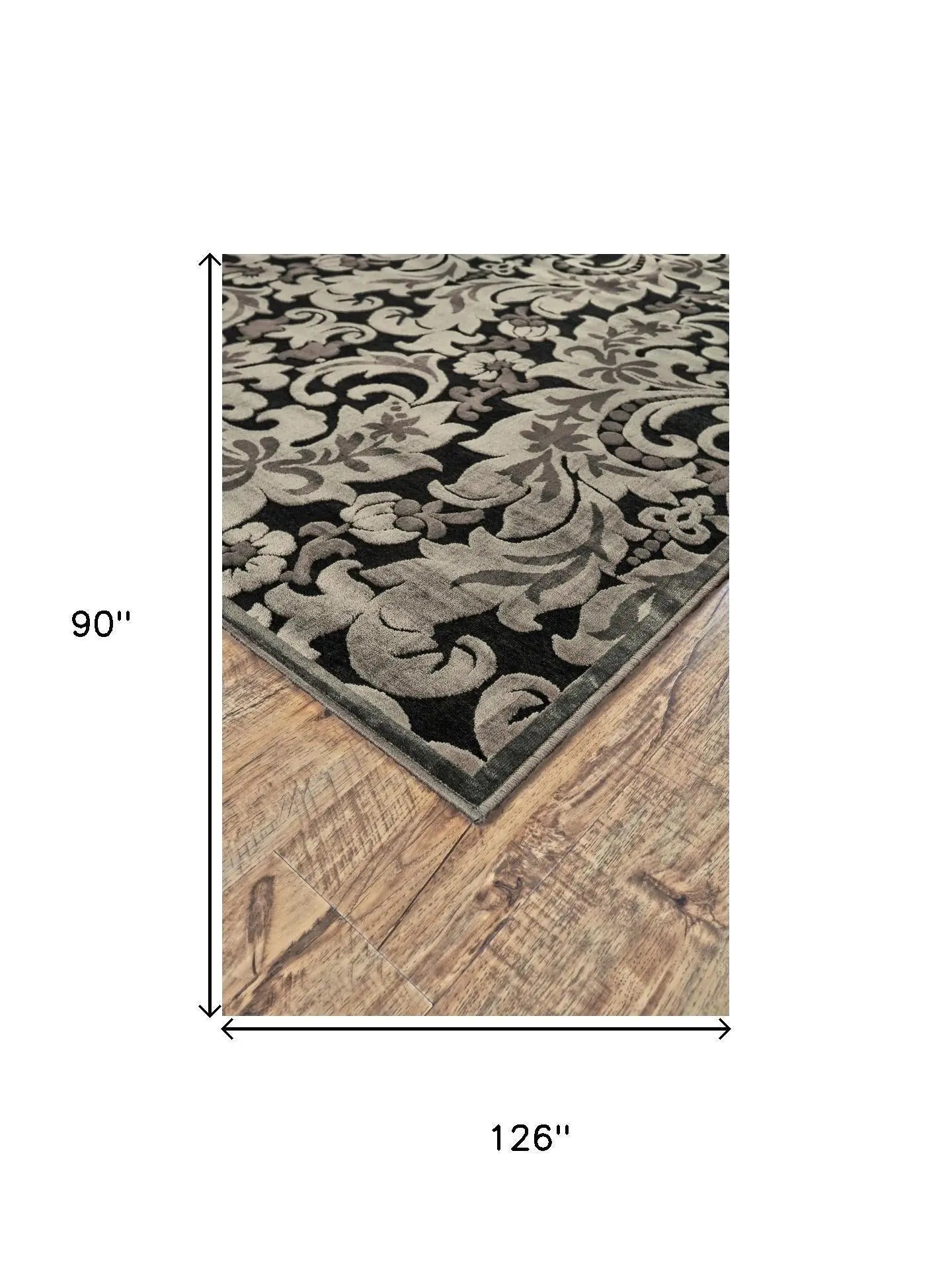 8' X 11' Taupe Black And Gray Floral Area Rug Homeroots Home Decor