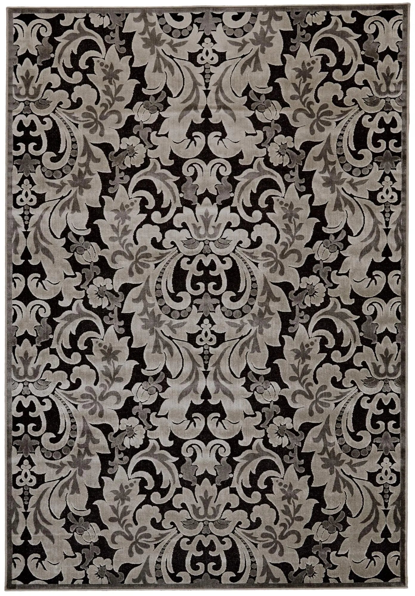 8' X 11' Taupe Black And Gray Floral Area Rug Homeroots Home Decor