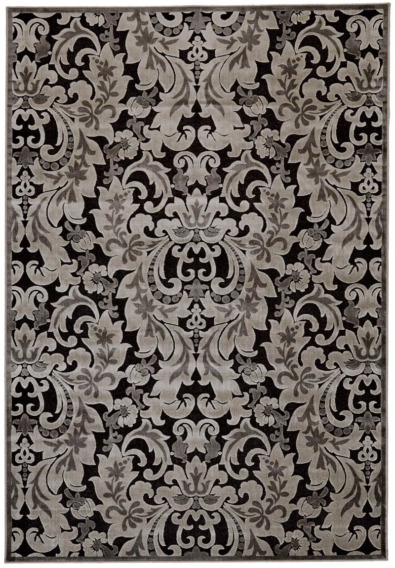 8' X 11' Taupe Black And Gray Floral Area Rug Homeroots Home Decor