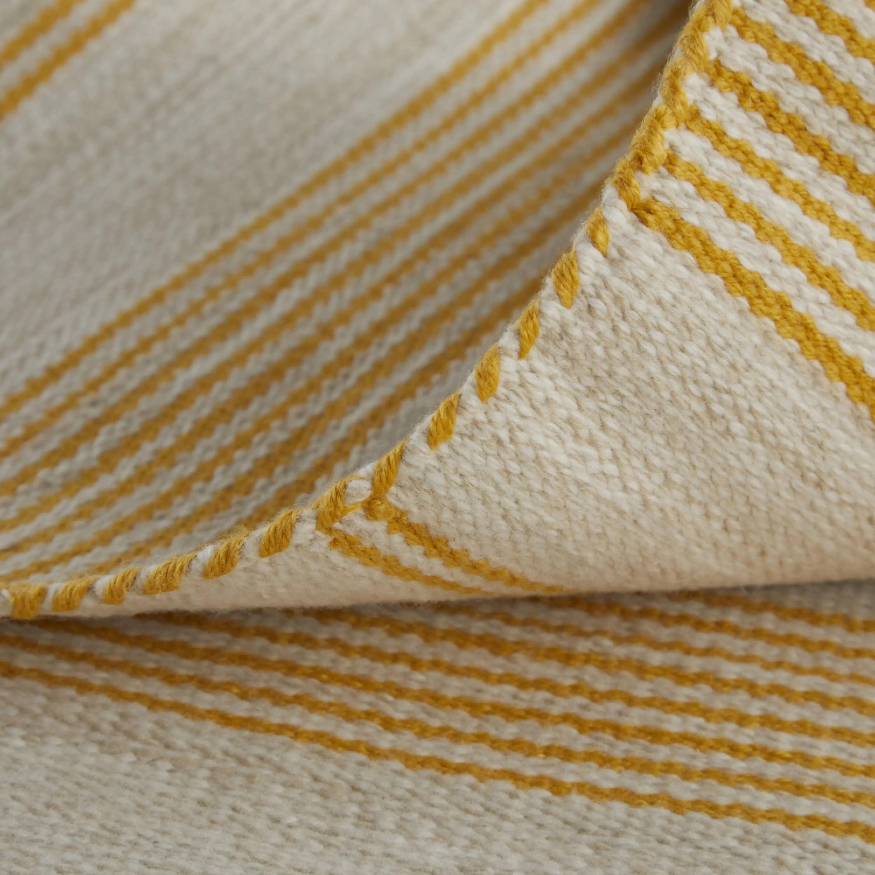 8' X 11' Yellow and Ivory Striped Hand Woven Area Rug Homeroots Outdoor