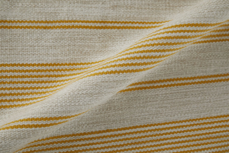 8' X 11' Yellow and Ivory Striped Hand Woven Area Rug Homeroots Outdoor