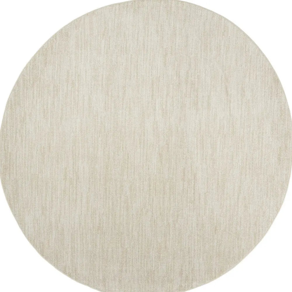 8' X 8' Beige And Ivory Round Indoor Outdoor Area Rug - GreatEagleInc