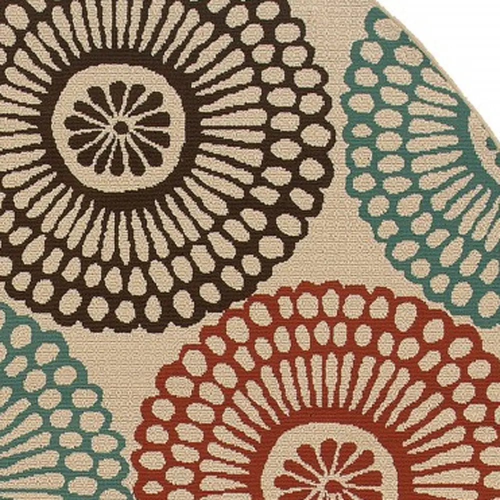 8' X 8' Beige Round Indoor Outdoor Area Rug Homeroots Outdoor