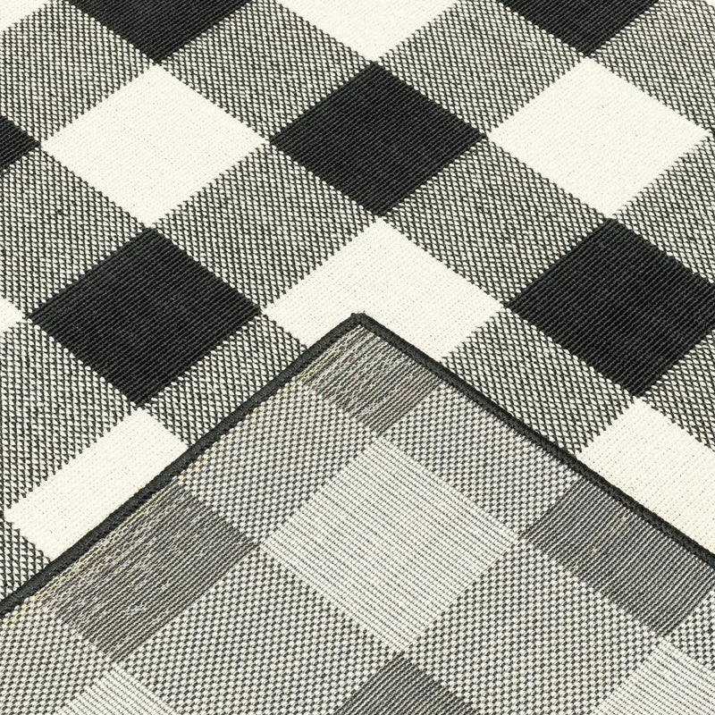 8' X 8' Black And Ivory Round Indoor Outdoor Area Rug Homeroots Outdoor