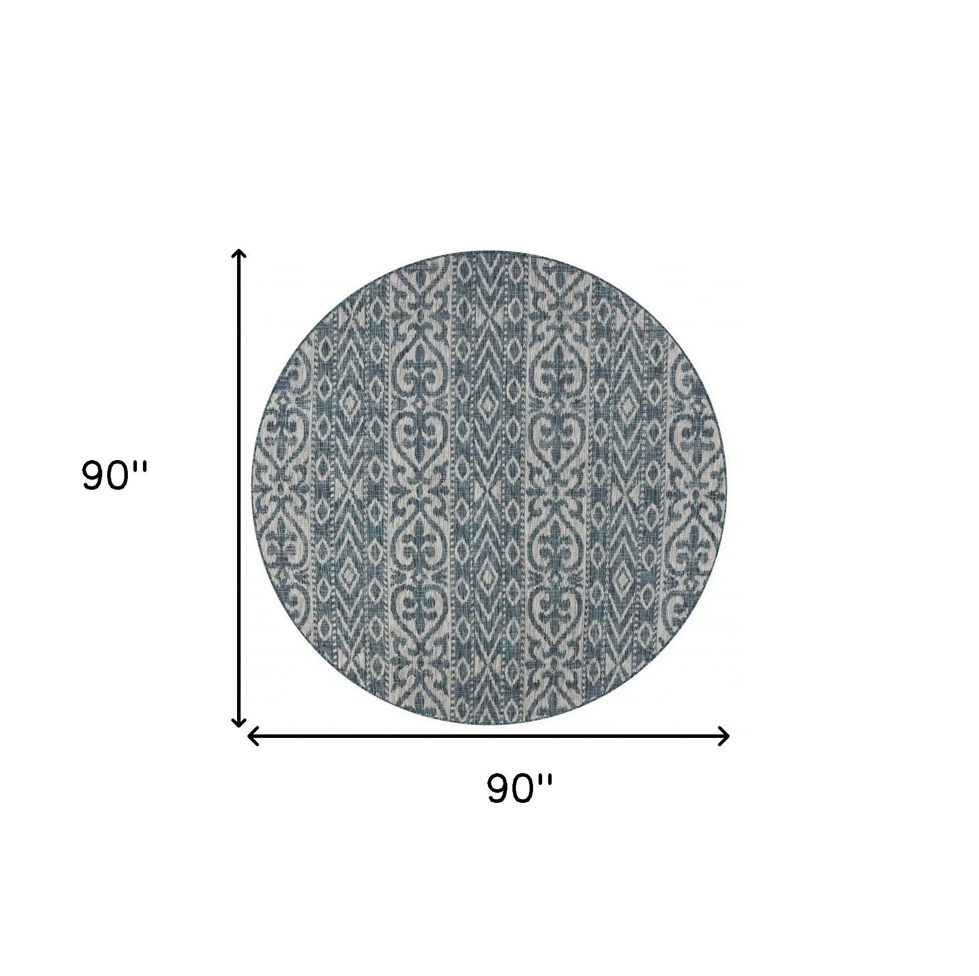 8' X 8' Blue And Gray Round Indoor Outdoor Area Rug Homeroots Outdoor
