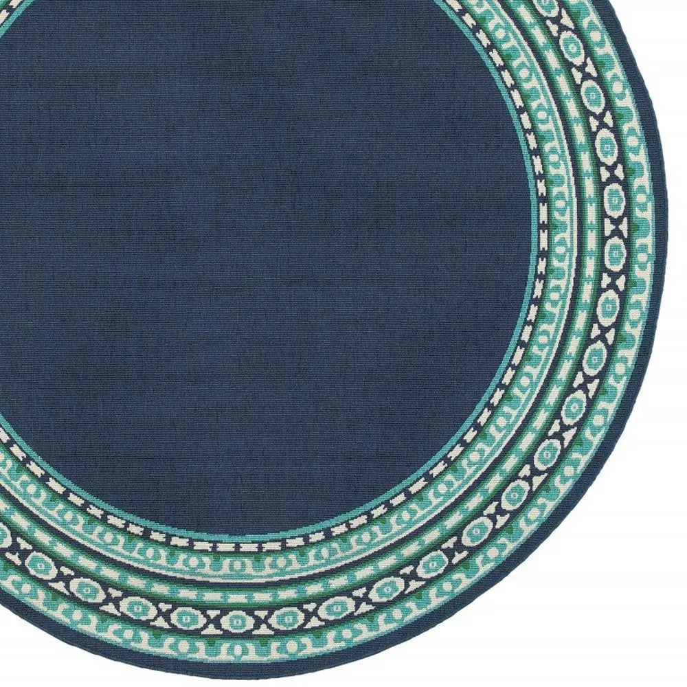 8' X 8' Blue And Green Round Indoor Outdoor Area Rug Homeroots Outdoor