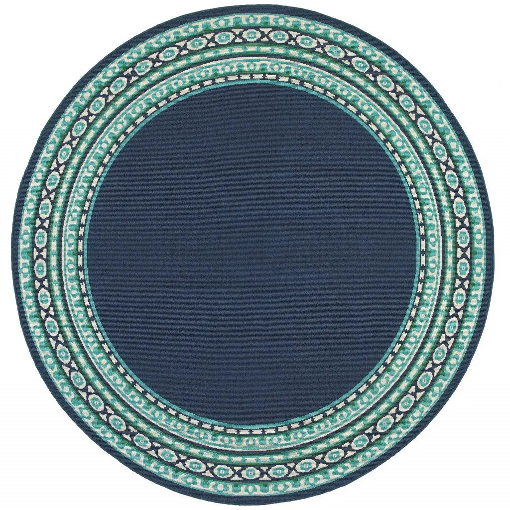 8' X 8' Blue And Green Round Indoor Outdoor Area Rug Homeroots Outdoor