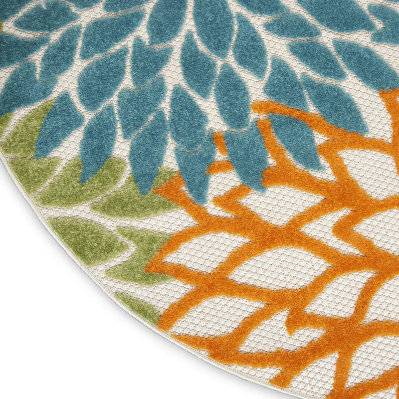 8' X 8' Blue And Ivory Indoor Outdoor Area Rug - GreatEagleInc