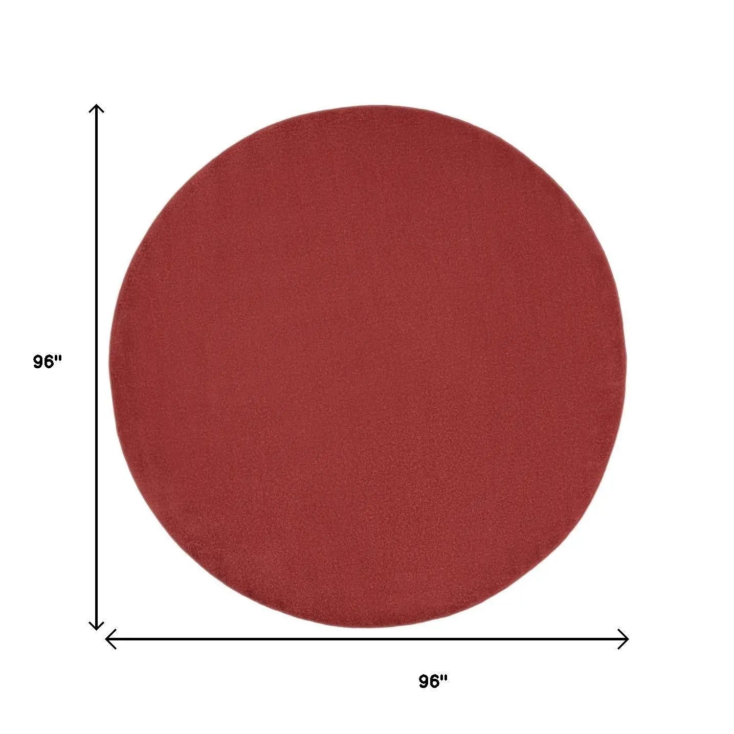 8' X 8' Brick Red Round Indoor Outdoor Area Rug - GreatEagleInc