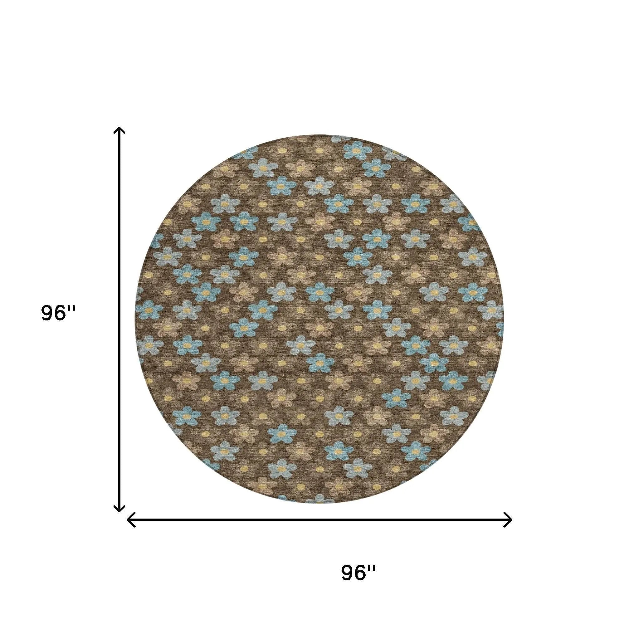 8' X 8' Chocolate And Brown Round Floral Washable Indoor Outdoor Area Rug Homeroots Outdoor