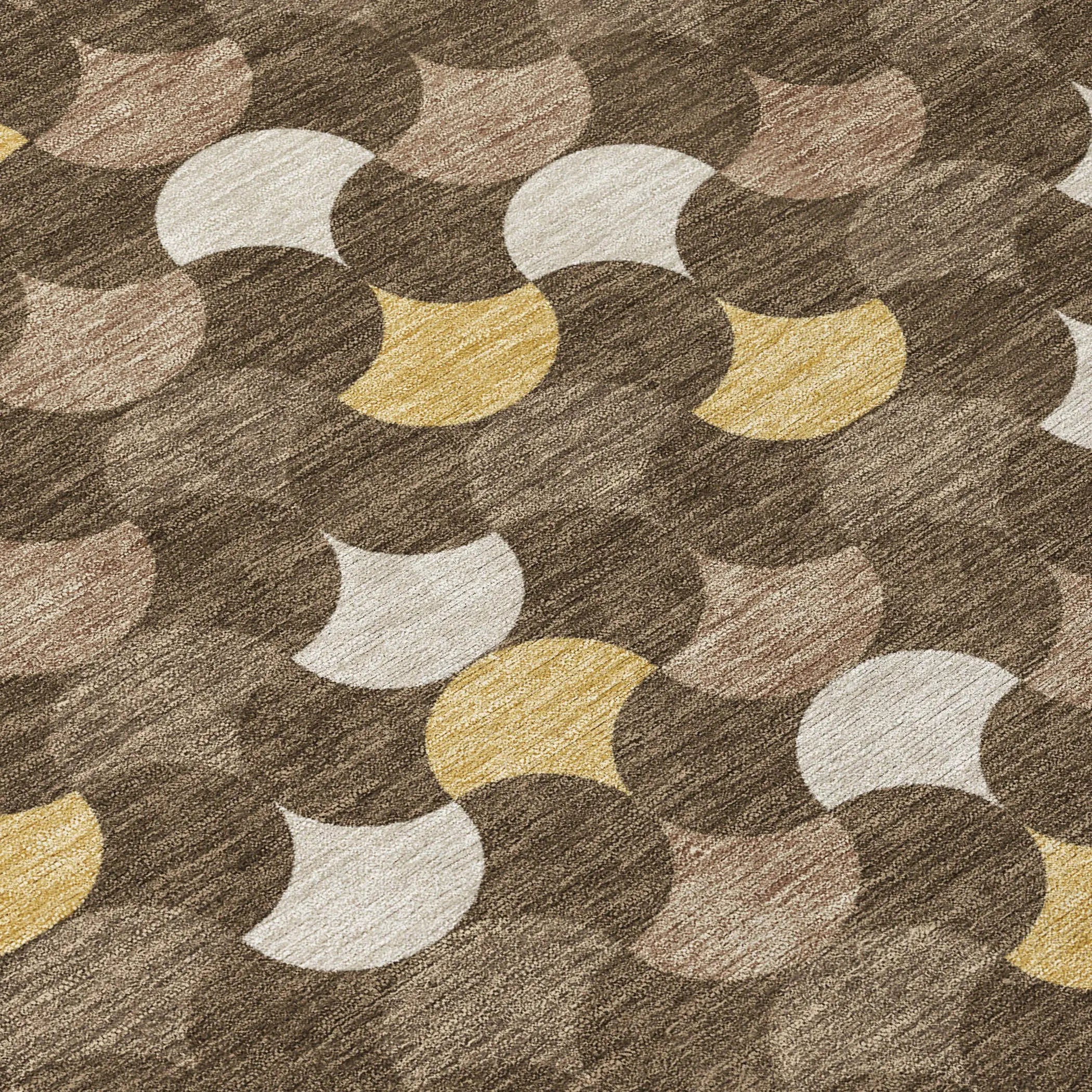 8' X 8' Chocolate And Brown Round Geometric Washable Indoor Outdoor Area Rug Homeroots Outdoor