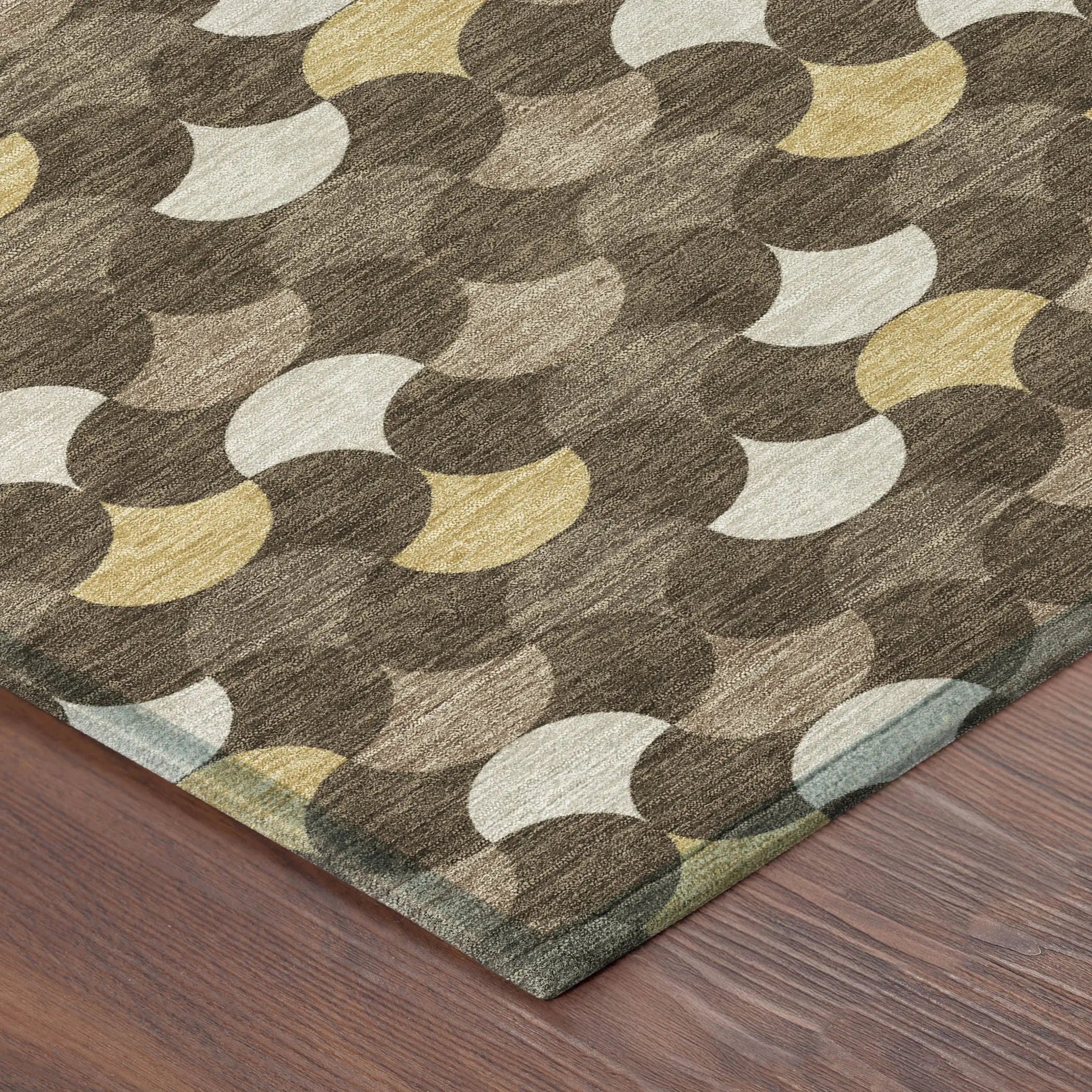 8' X 8' Chocolate And Brown Round Geometric Washable Indoor Outdoor Area Rug Homeroots Outdoor