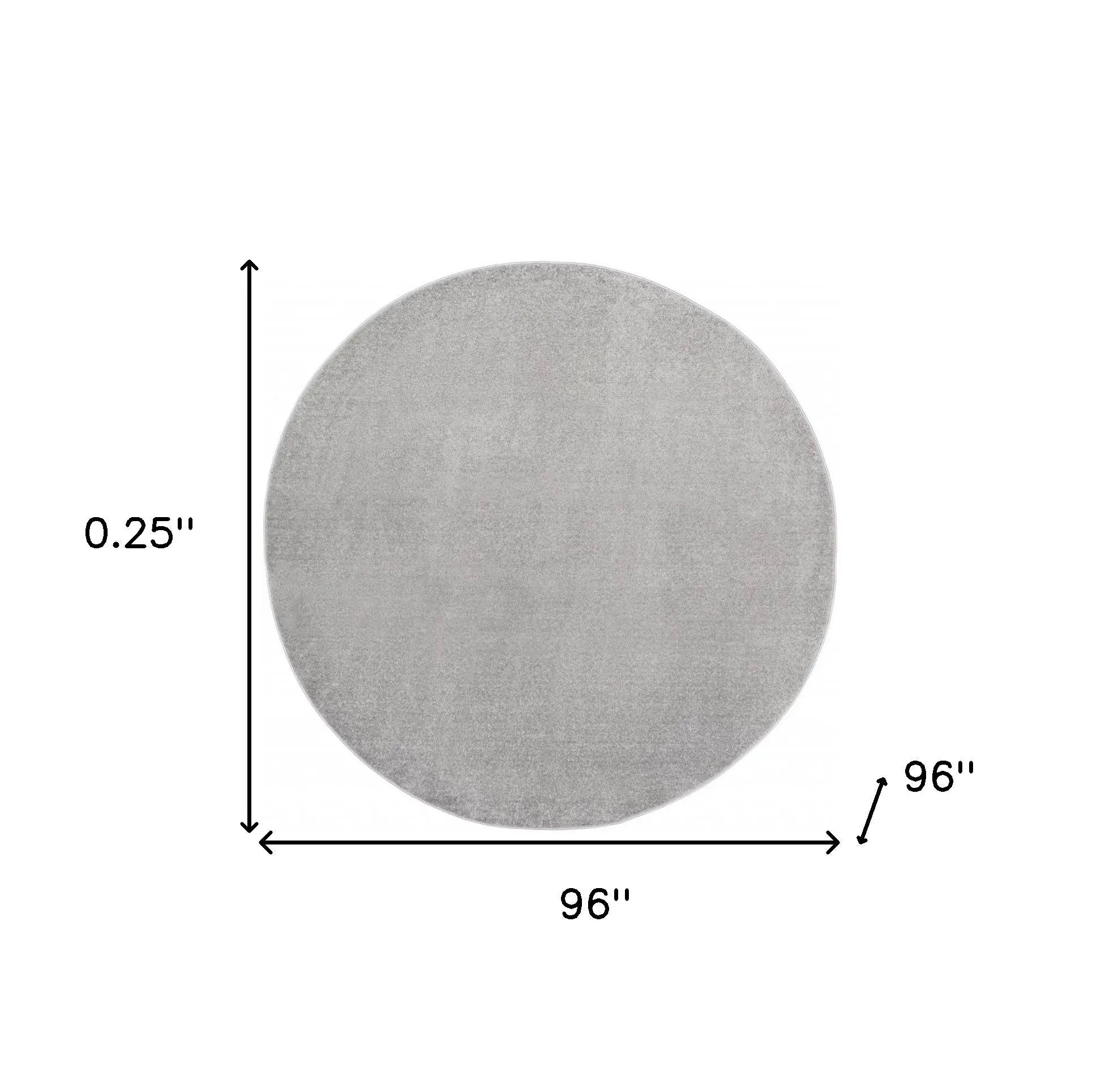 8' X 8' Gray Round Indoor Outdoor Area Rug - GreatEagleInc