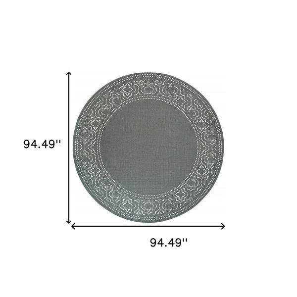 8' X 8' Gray and Ivory Round Stain Resistant Indoor Outdoor Area Rug Homeroots Outdoor