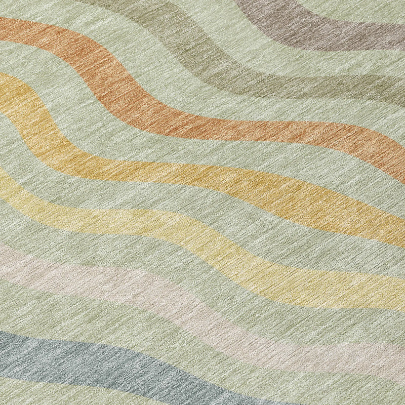 8' X 8' Green And Taupe Round Abstract Washable Indoor Outdoor Area Rug Homeroots Outdoor