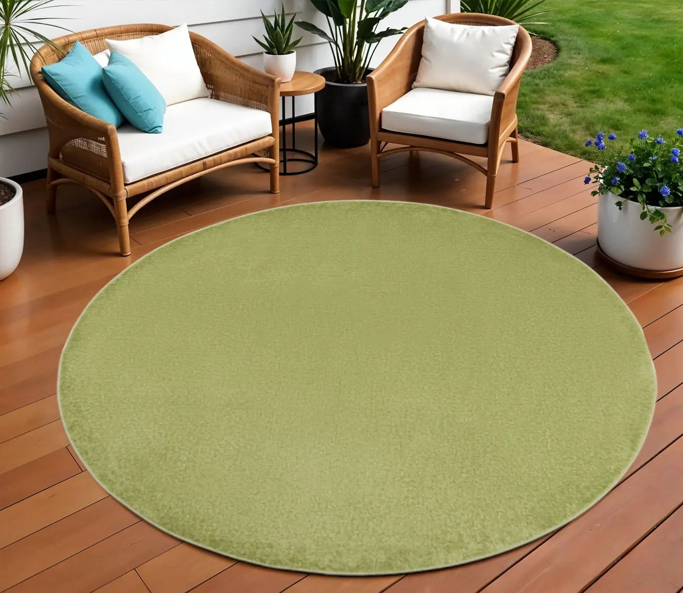 8' X 8' Green Round Indoor Outdoor Area Rug Homeroots Outdoor