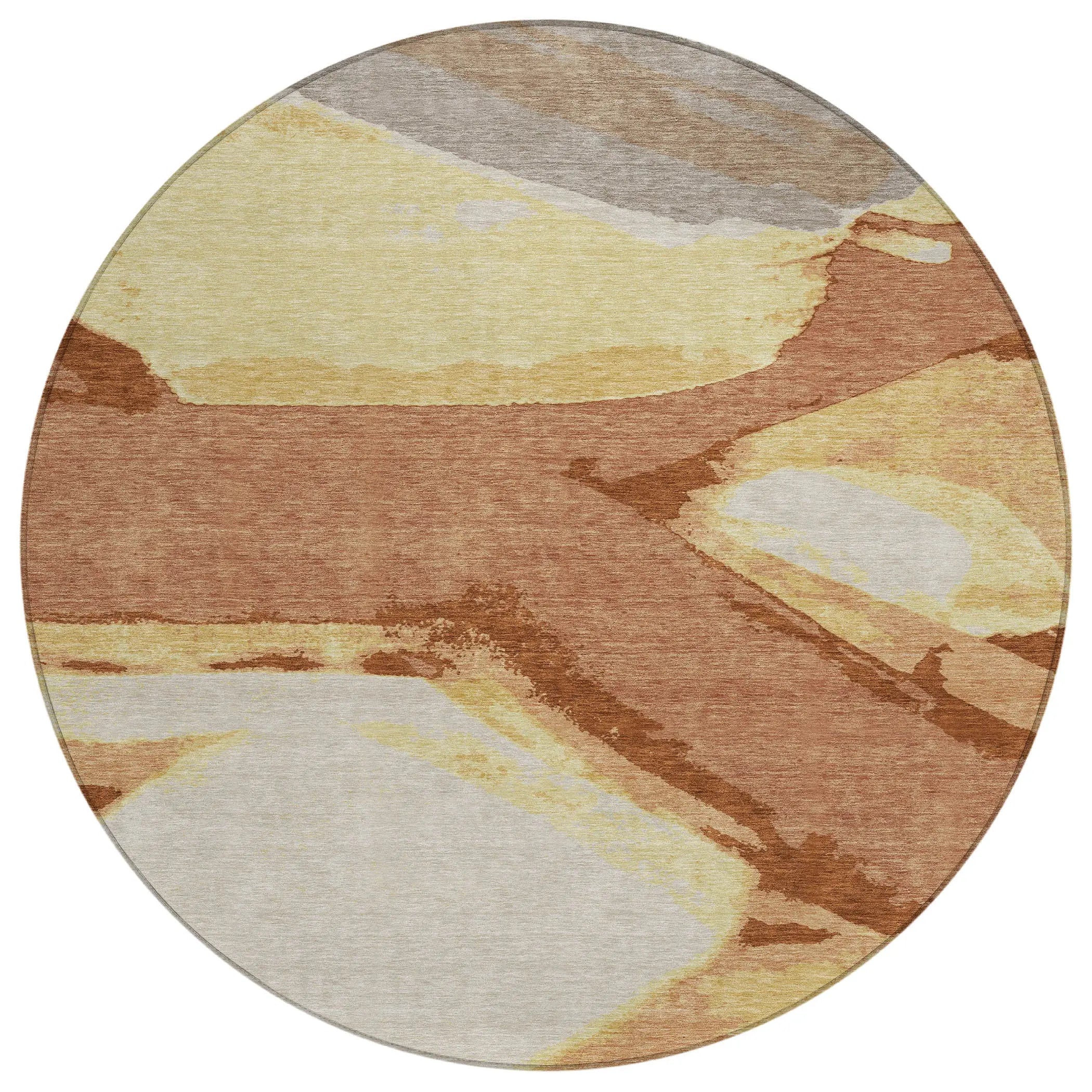 8' X 8' Orange And Copper Round Abstract Washable Indoor Outdoor Area Rug Homeroots Outdoor