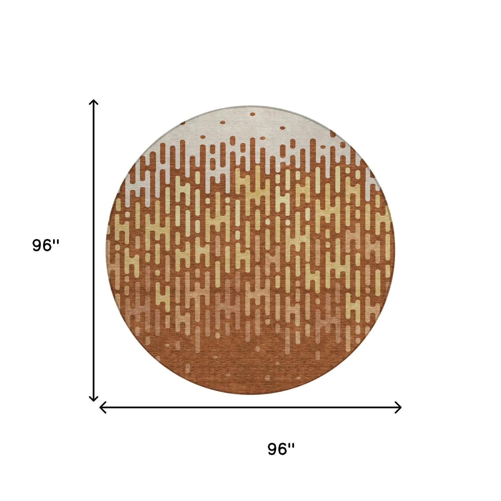 8' X 8' Orange And Copper Round Abstract Washable Indoor Outdoor Area Rug Homeroots Outdoor