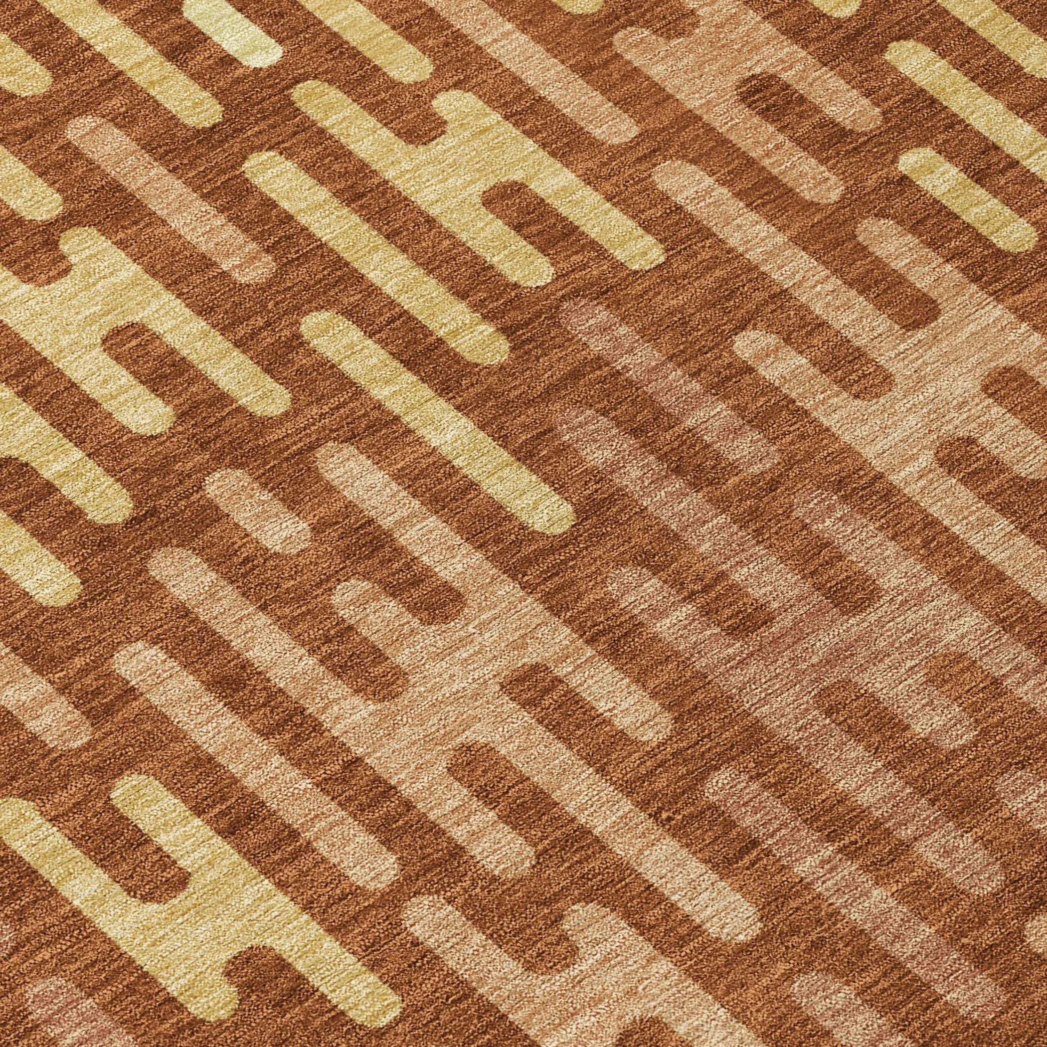 8' X 8' Orange And Copper Round Abstract Washable Indoor Outdoor Area Rug Homeroots Outdoor