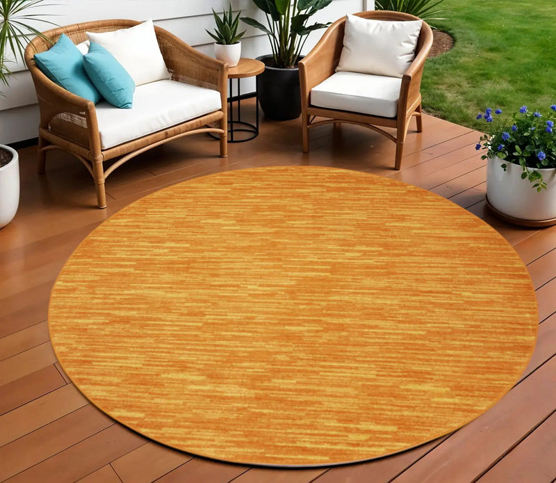 8' X 8' Orange Round Indoor Outdoor Area Rug - GreatEagleInc