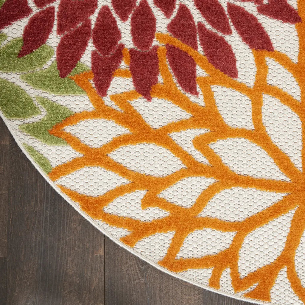 8' X 8' Red And Ivory Indoor Outdoor Area Rug - GreatEagleInc