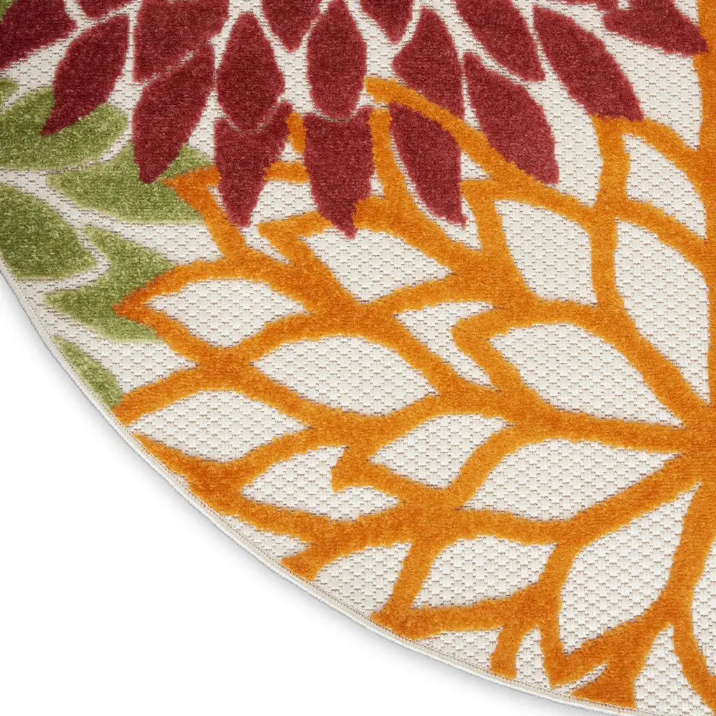 8' X 8' Red And Ivory Indoor Outdoor Area Rug - GreatEagleInc