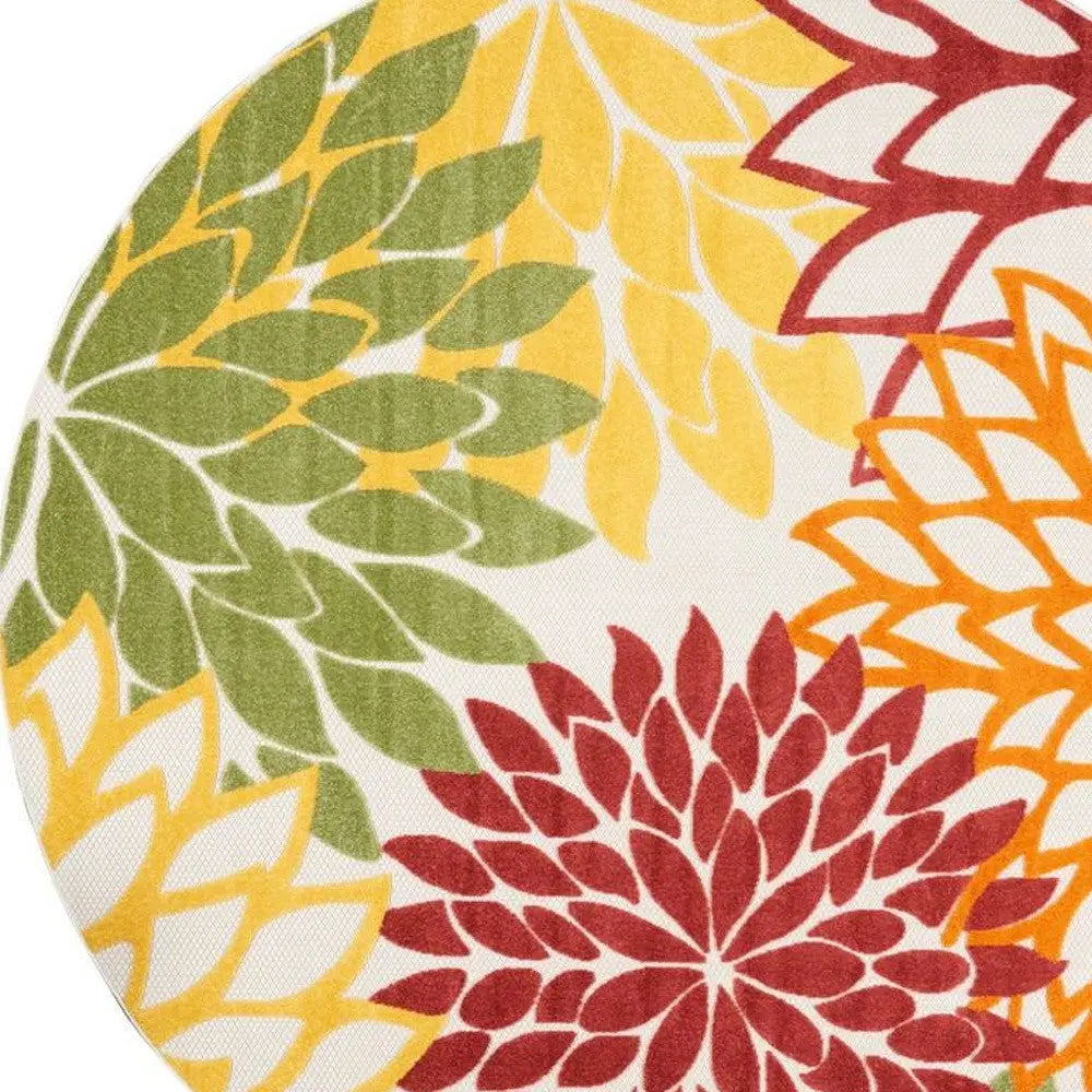 8' X 8' Red And Ivory Indoor Outdoor Area Rug - GreatEagleInc