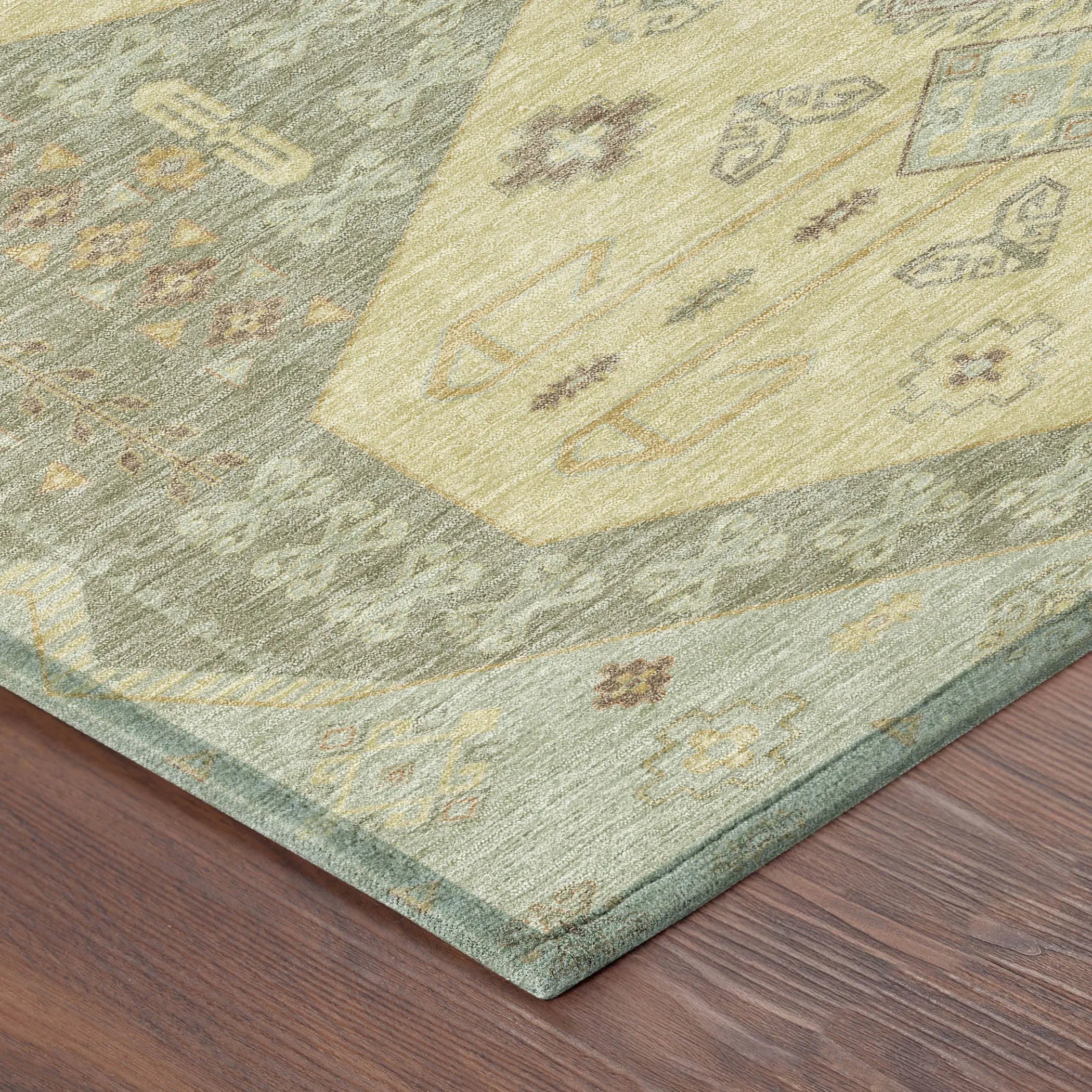 8' X 8' Sage And Wheat Round Geometric Washable Indoor Outdoor Area Rug Homeroots Outdoor