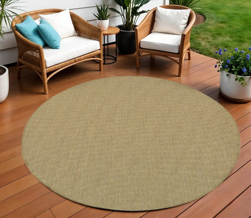 8' X 8' Tan Round Stain Resistant Indoor Outdoor Area Rug Homeroots Outdoor
