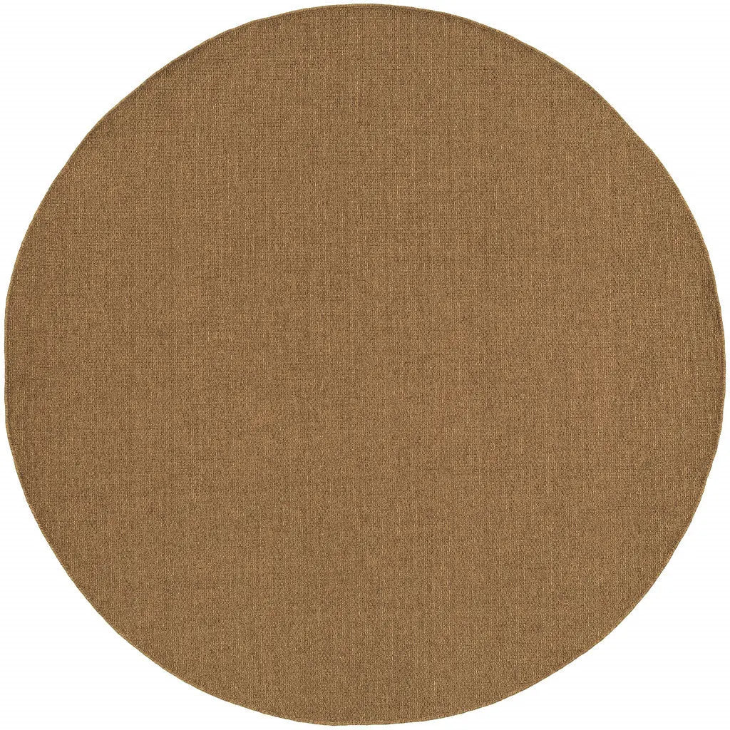 8' X 8' Tan Round Stain Resistant Indoor Outdoor Power Loomed Area Rug Homeroots Outdoor