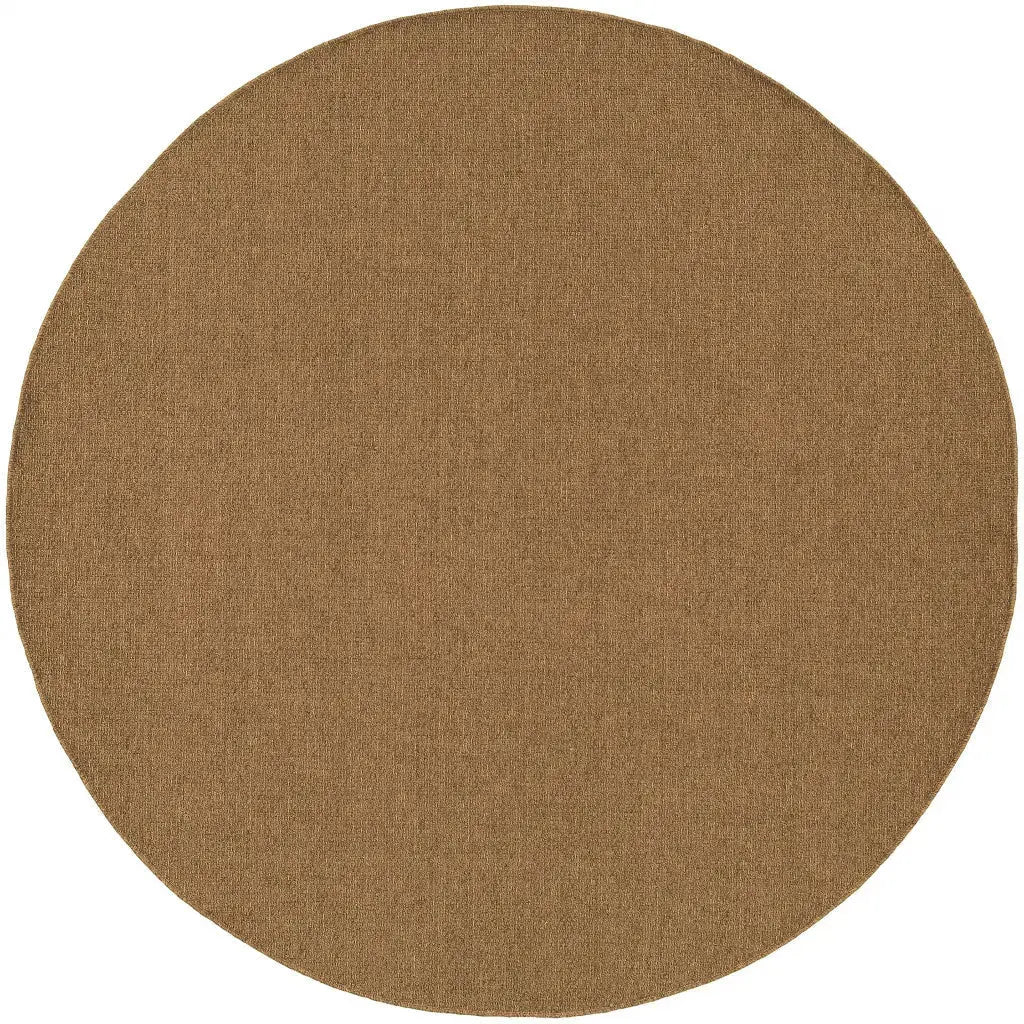 8' X 8' Tan Round Stain Resistant Indoor Outdoor Power Loomed Area Rug Homeroots Outdoor