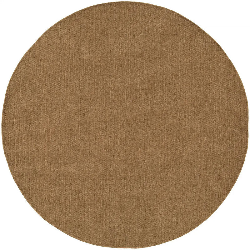 8' X 8' Tan Round Stain Resistant Indoor Outdoor Power Loomed Area Rug Homeroots Outdoor