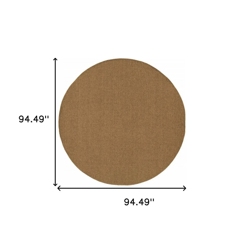 8' X 8' Tan Round Stain Resistant Indoor Outdoor Power Loomed Area Rug Homeroots Outdoor
