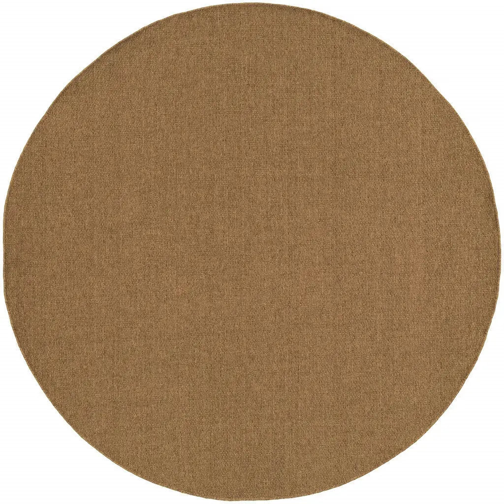 8' X 8' Tan Round Stain Resistant Indoor Outdoor Power Loomed Area Rug Homeroots Outdoor