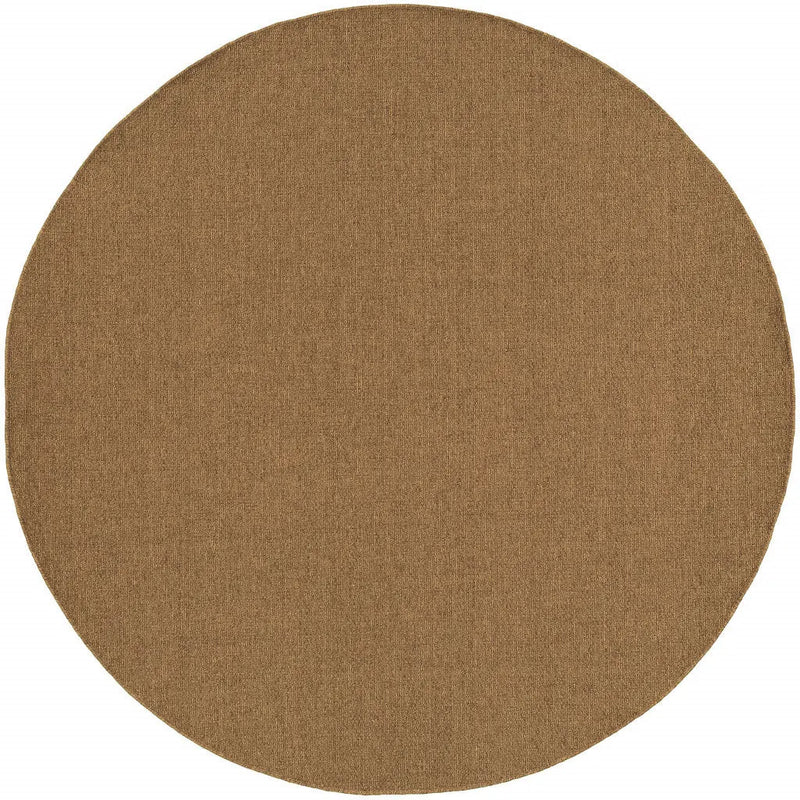 8' X 8' Tan Round Stain Resistant Indoor Outdoor Power Loomed Area Rug Homeroots Outdoor