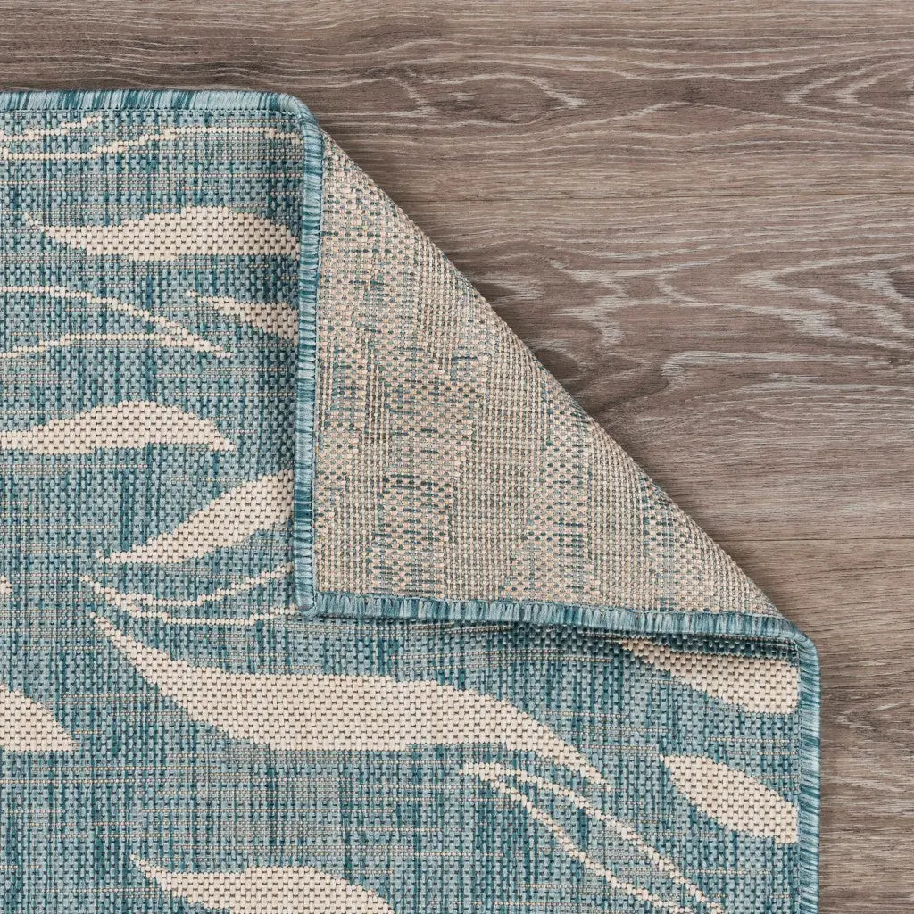 8' X 9' Teal Blue And Beige Turtle Indoor Outdoor Area Rug Homeroots Outdoor