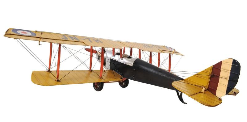 8" Yellow Red And Gray Metal Hand Painted Air Plane Homeroots Home Decor