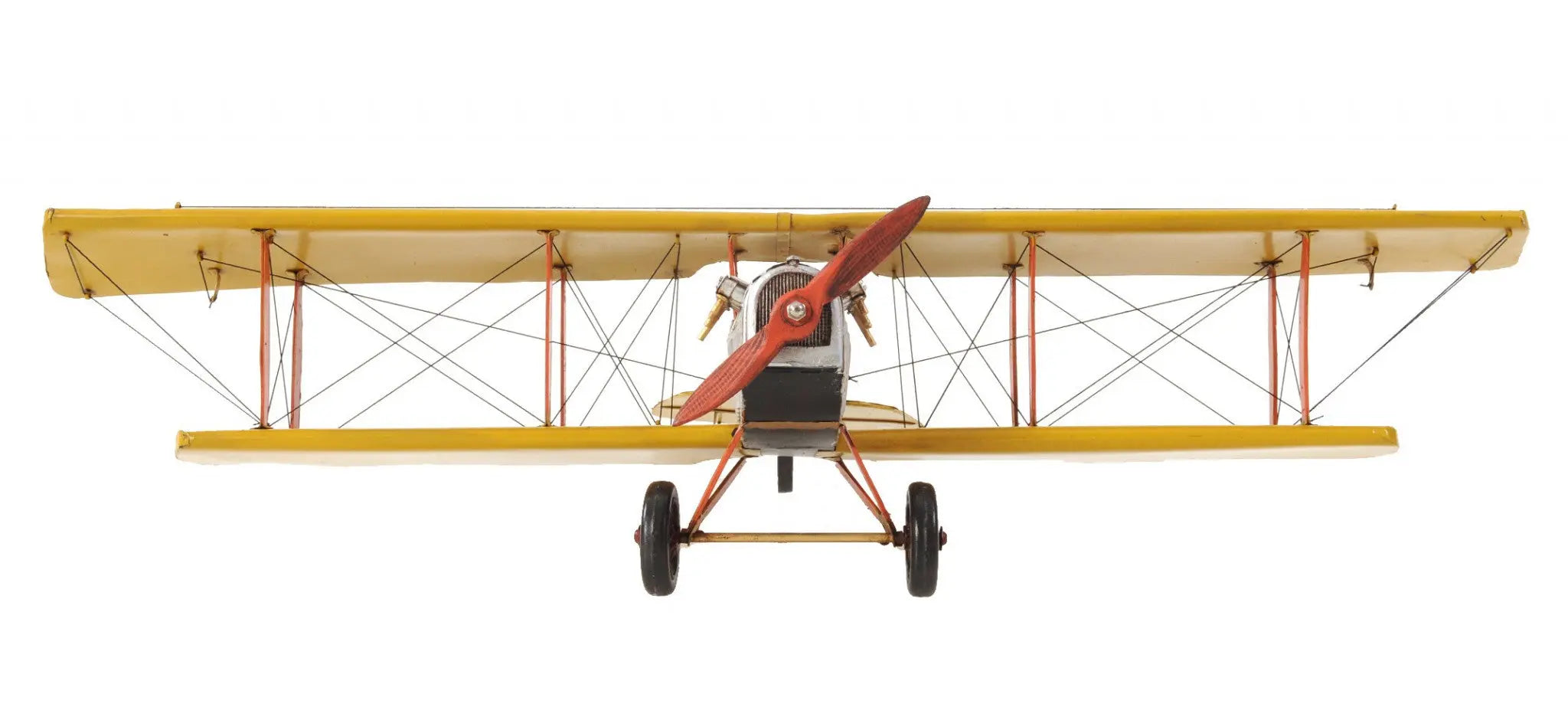8" Yellow Red And Gray Metal Hand Painted Air Plane Homeroots Home Decor
