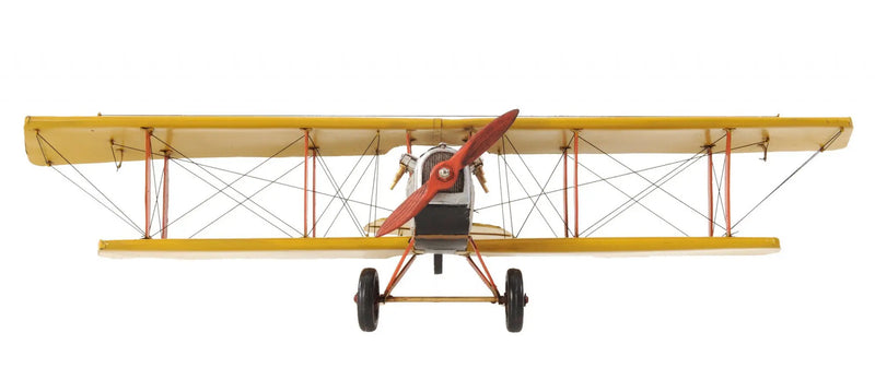 8" Yellow Red And Gray Metal Hand Painted Air Plane Homeroots Home Decor