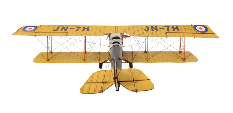 8" Yellow Red And Gray Metal Hand Painted Air Plane Homeroots Home Decor