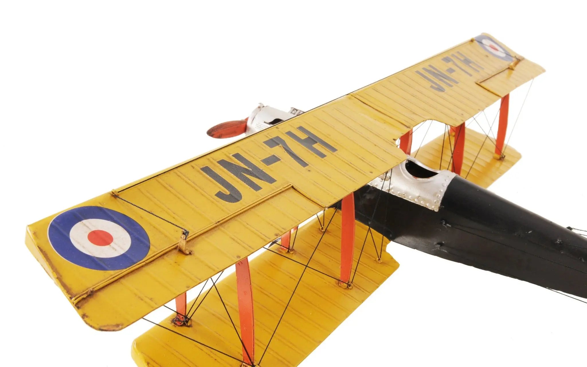 8" Yellow Red And Gray Metal Hand Painted Air Plane Homeroots Home Decor
