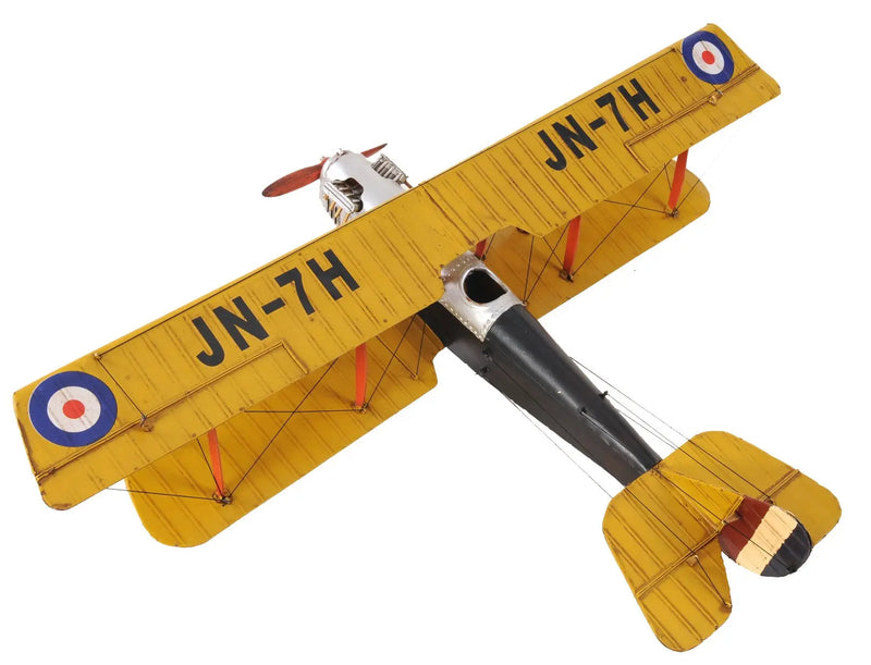 8" Yellow Red And Gray Metal Hand Painted Air Plane Homeroots Home Decor