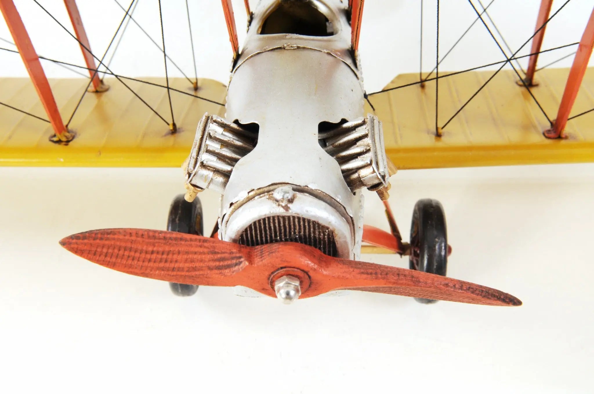 8" Yellow Red And Gray Metal Hand Painted Air Plane Homeroots Home Decor