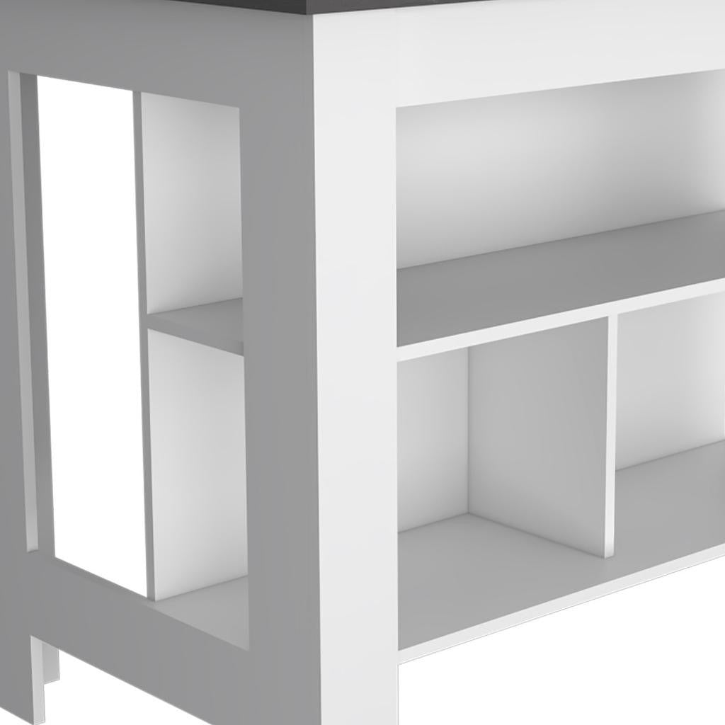 41" Black and White Wood Kitchen Island With Storage - Kitchen & Dining