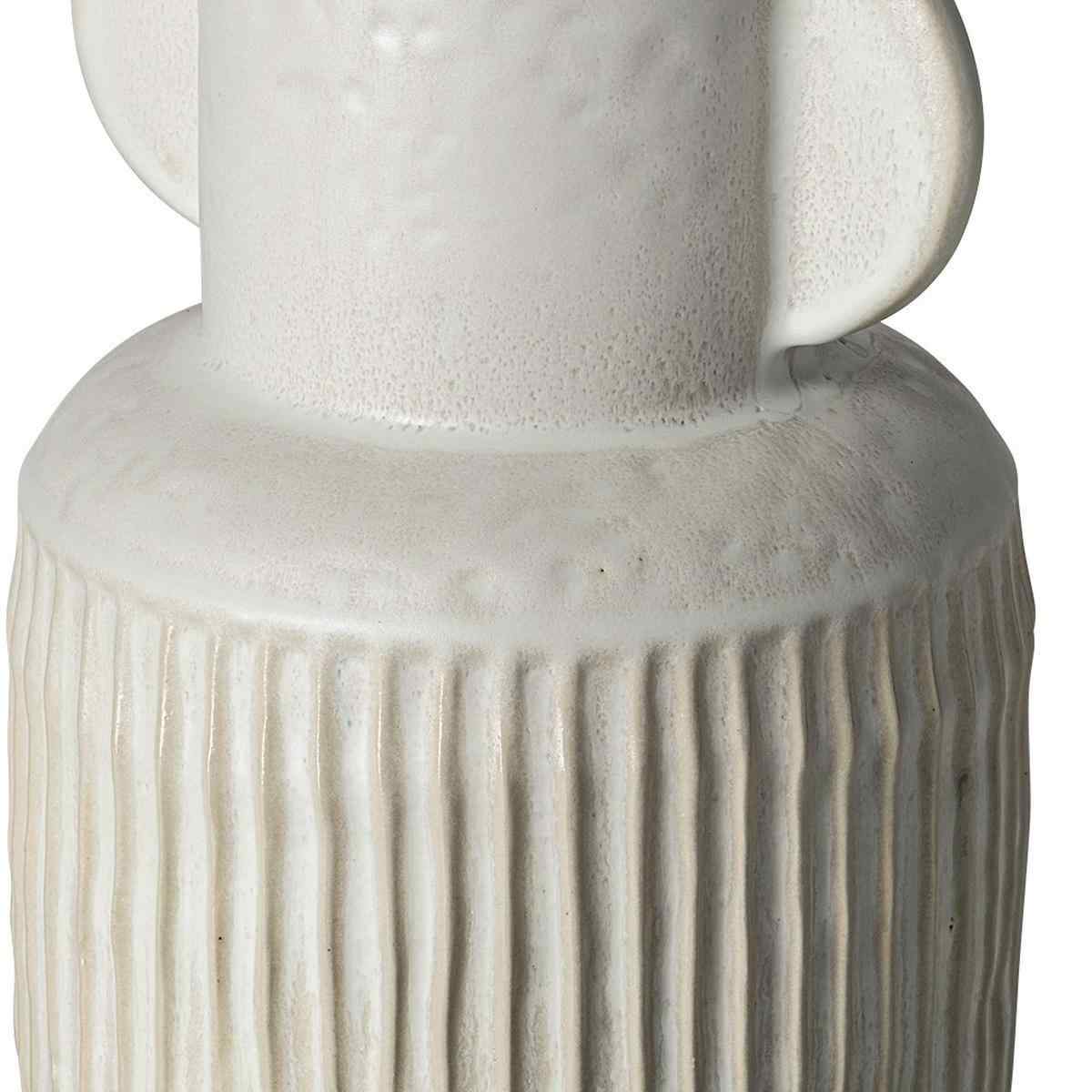 12" White Ribbed Ceramic Cylinder Table Vase - Home & Garden