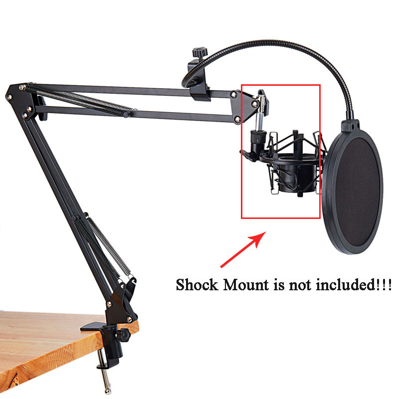 NB-35 Microphone stand Scissor Arm Stand, Pantograph For Mic &Table Mounting Clamp&NW Filter Windscreen Shield & Metal Mount Kit Whithout Shock Mount