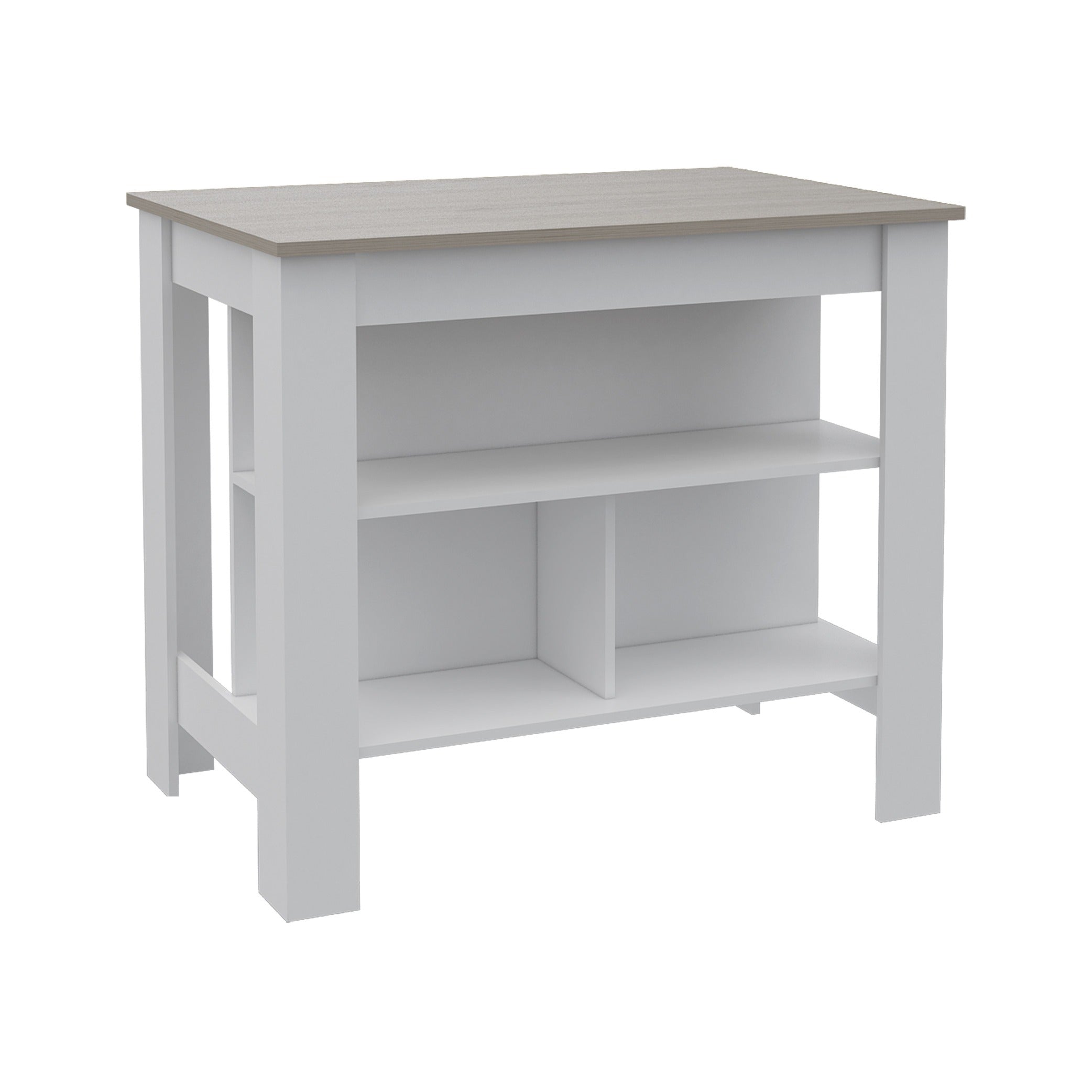 41" Light Gray and White Wood Kitchen Island With Storage - Kitchen & Dining