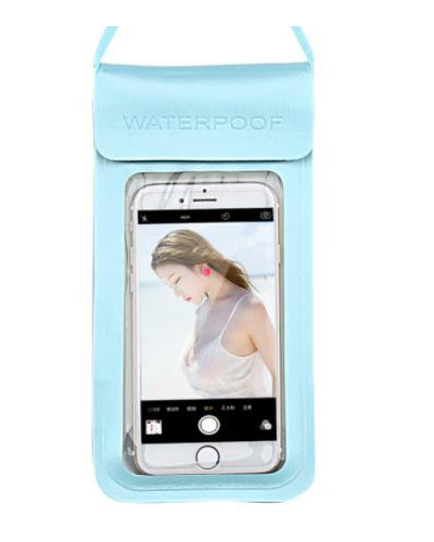 Swimming Bag Durable TPU Universal Waterproof Mobile Phone Cover Case Strong Seal Cellphones Neck Pouch Blue Color