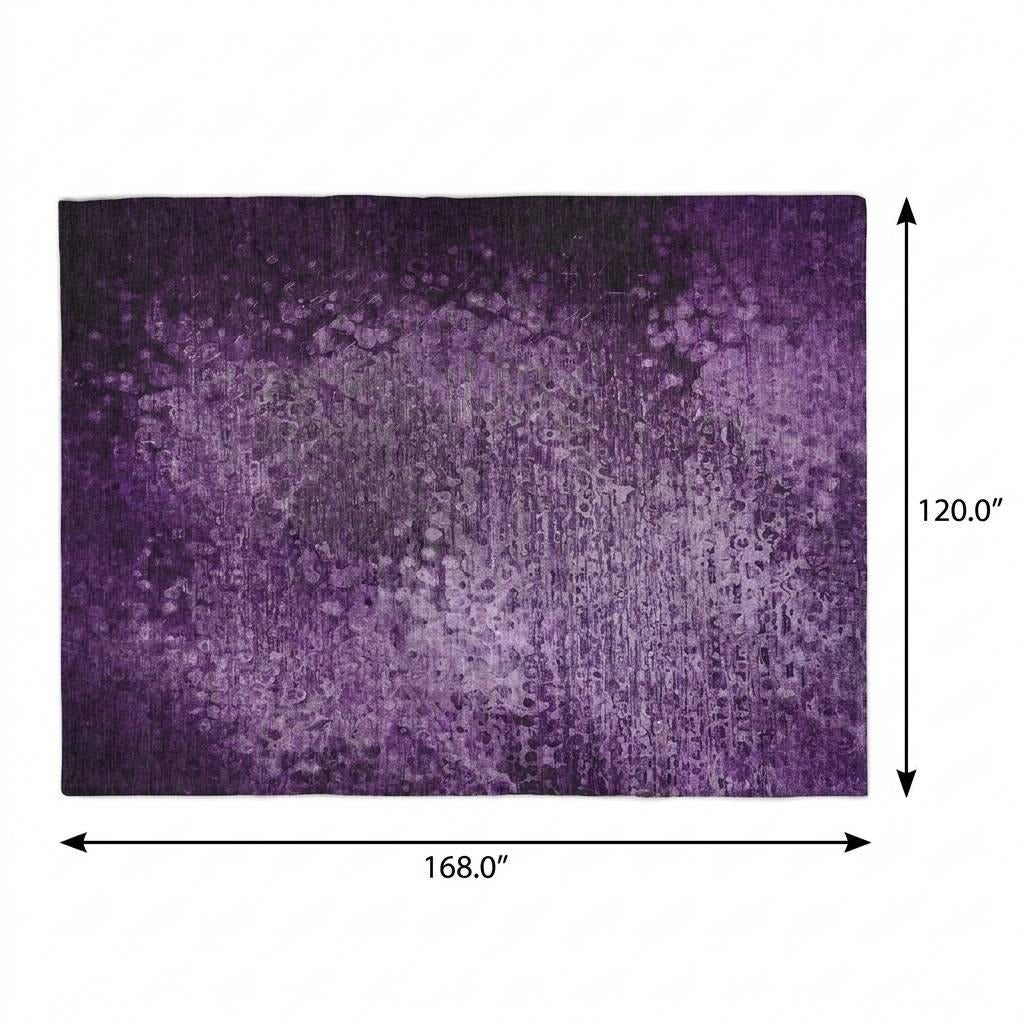 10' X 14' Purple And Ivory Abstract Shag Washable Area Rug With UV Protection - Home & Garden